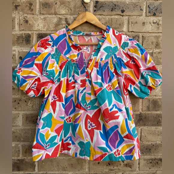 Fate: All My Life White Multi Abstract Blouse Size Large - Picture 2 of 10